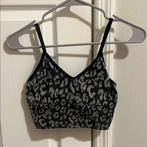 Black and Gray Leopard Print Sports bra - Picture 1 of 2
